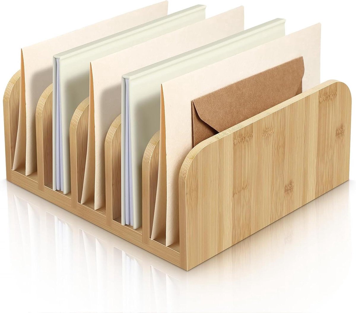 Bureau Organizer - Documentenhouder - Bureau Opruimen - 5 Vakken - 16 cm - Houtkleur