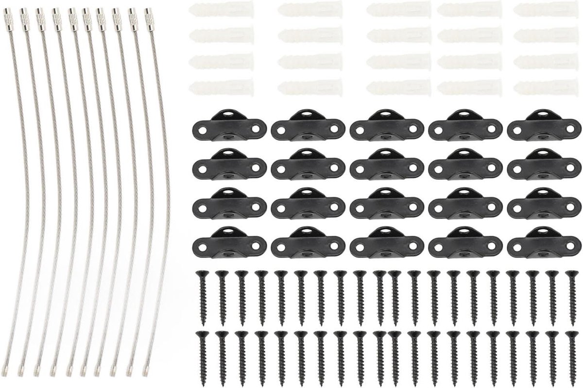 Meubelanker Set - Wandbevestiging Kasten - Meubels Beveiligen - Roestvrij Staal - 20 Stuks - Zwart
