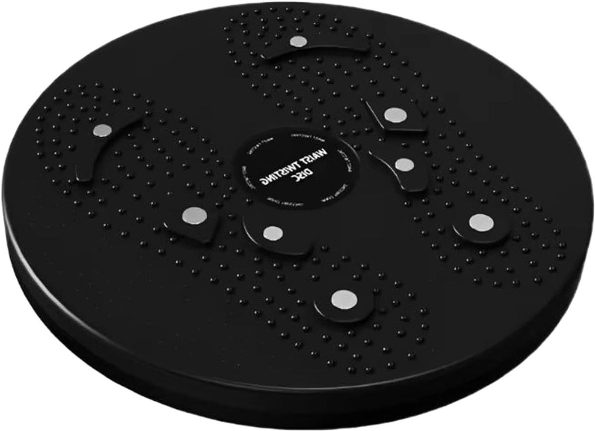 Taillentrainer Schijf - Draaiplank Oefeningen - Evenwichtstraining - Magnetische Voetmassage - 50 kg capaciteit - Zwart