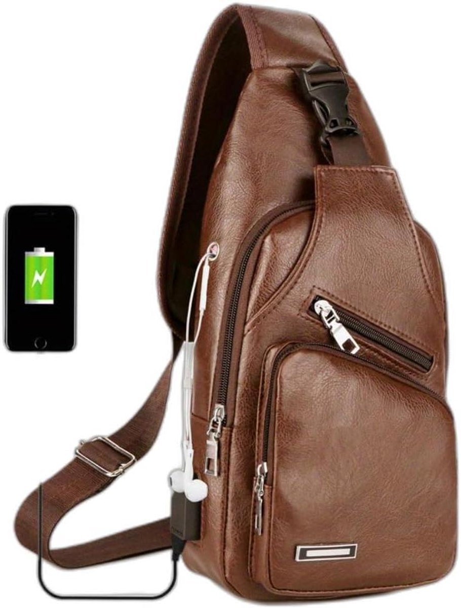 Herentas - Schoudertas Heren - Dagelijks Gebruik - Met USB Poort - 25 x 18 x 8 cm - Zwart