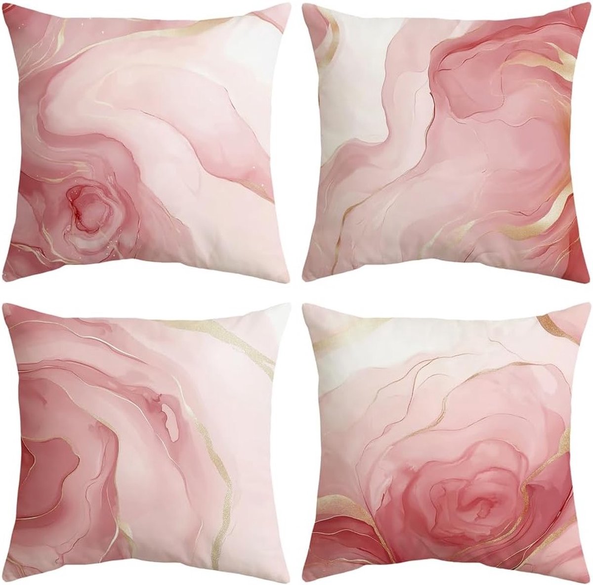 Set van 4 Moderne Kussenhoezen 45 x 45 cm voor Sofa, Slaapkamer en Kantoor, Decoratieve Kussens