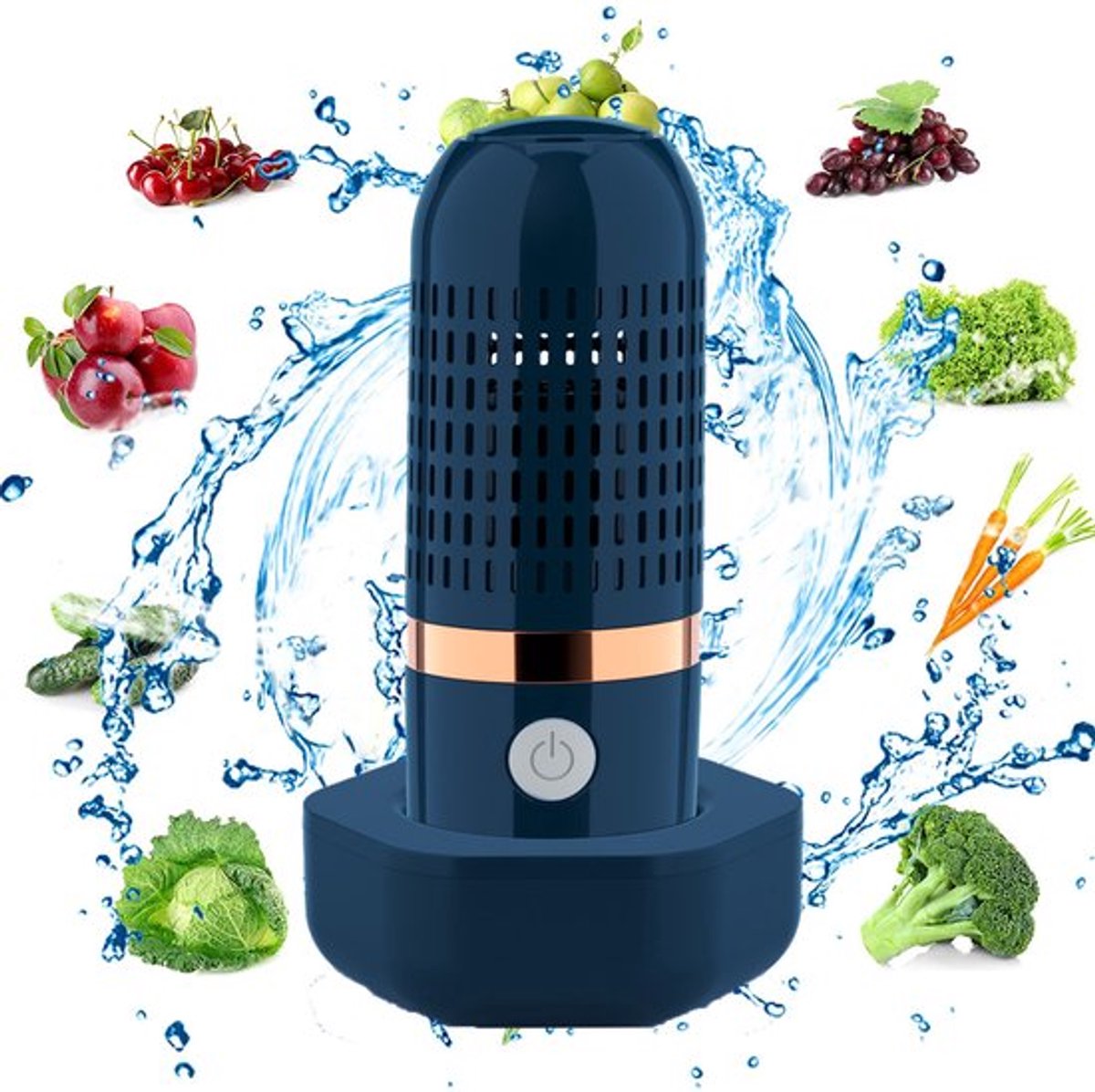Pesticiden Reiniger - Draadloos - Pesticiden Verwijderaar - Groentewasser - Groente Reinigen - Waterdichte Wasmachine - Groentereiniger - Draagbare - High Frequency Ultrasone - Voor Het Reinigen van Fruit, Groenten en Vlees - 4400 Mah - Blauw