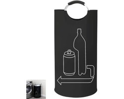 Verzamelbak voor lege flessen - Opbergzakken van Oxford-stof - Wasmand - 115L verzamelbak voor statiegeldflessen - voor voorraadkast, garage, thuiskantoor, camping, picknick, kofferbak - 83.5×43.5cm - zwart