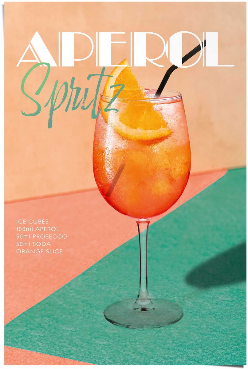 REINDERS Poster Aperol Spritz - 91,5 x 61 - Papier - REINDERS oranje