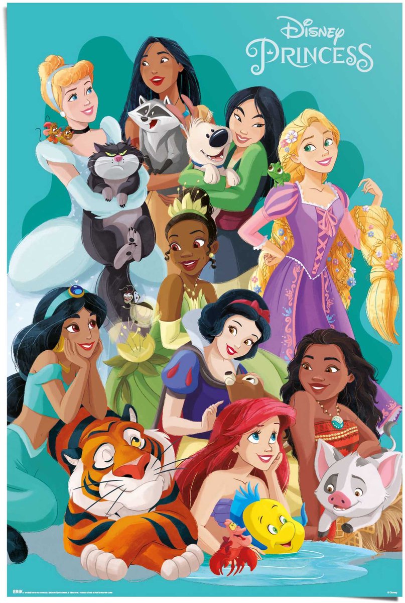 REINDERS Poster Disney prinsessen - 91,5 x 61 - Papier - REINDERS Bonte kleuren