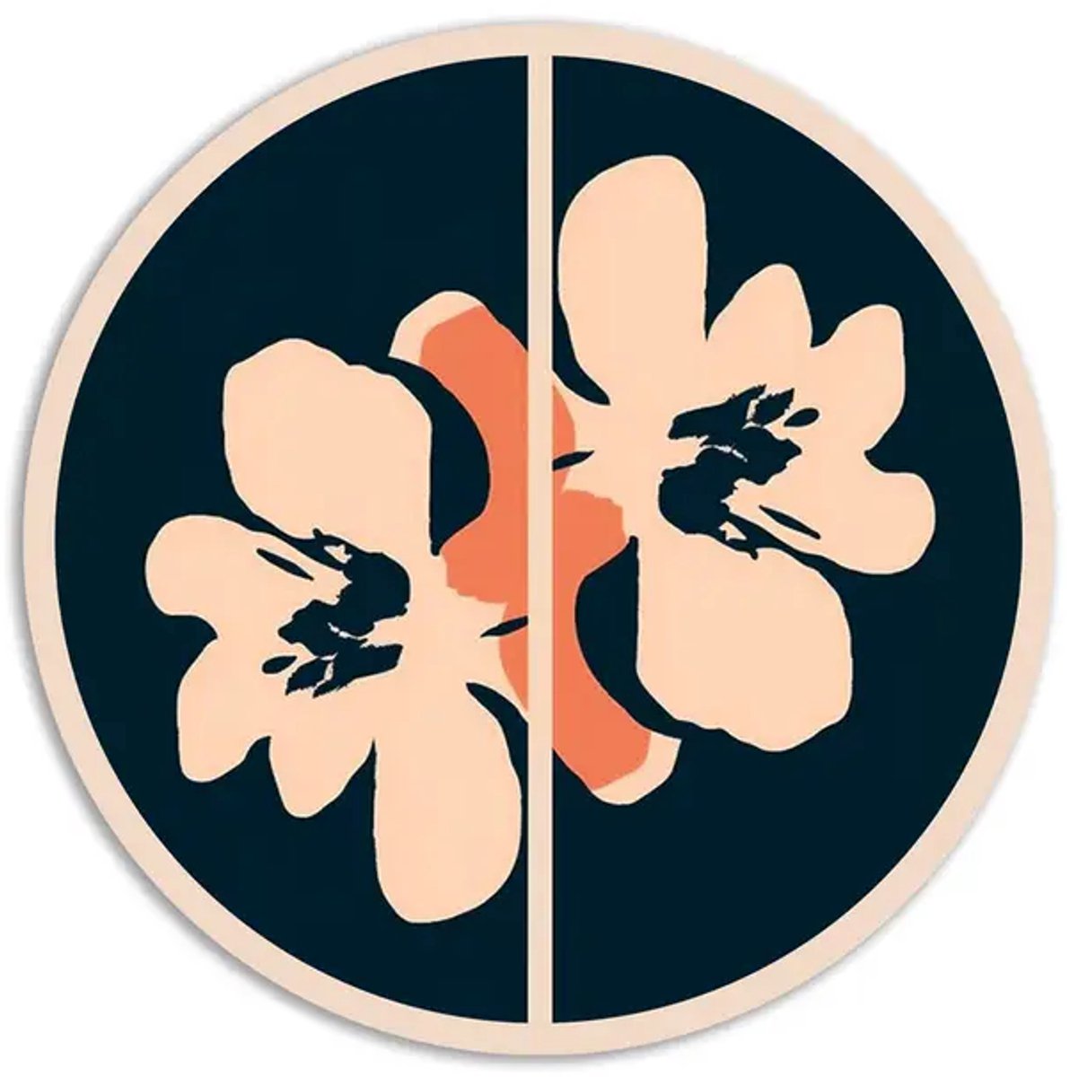Ronde gekleurde PVC Placemat Pop Bloom - 4 – Ø35 cm – Afwasbare Tafel Placemat – Made in Italy