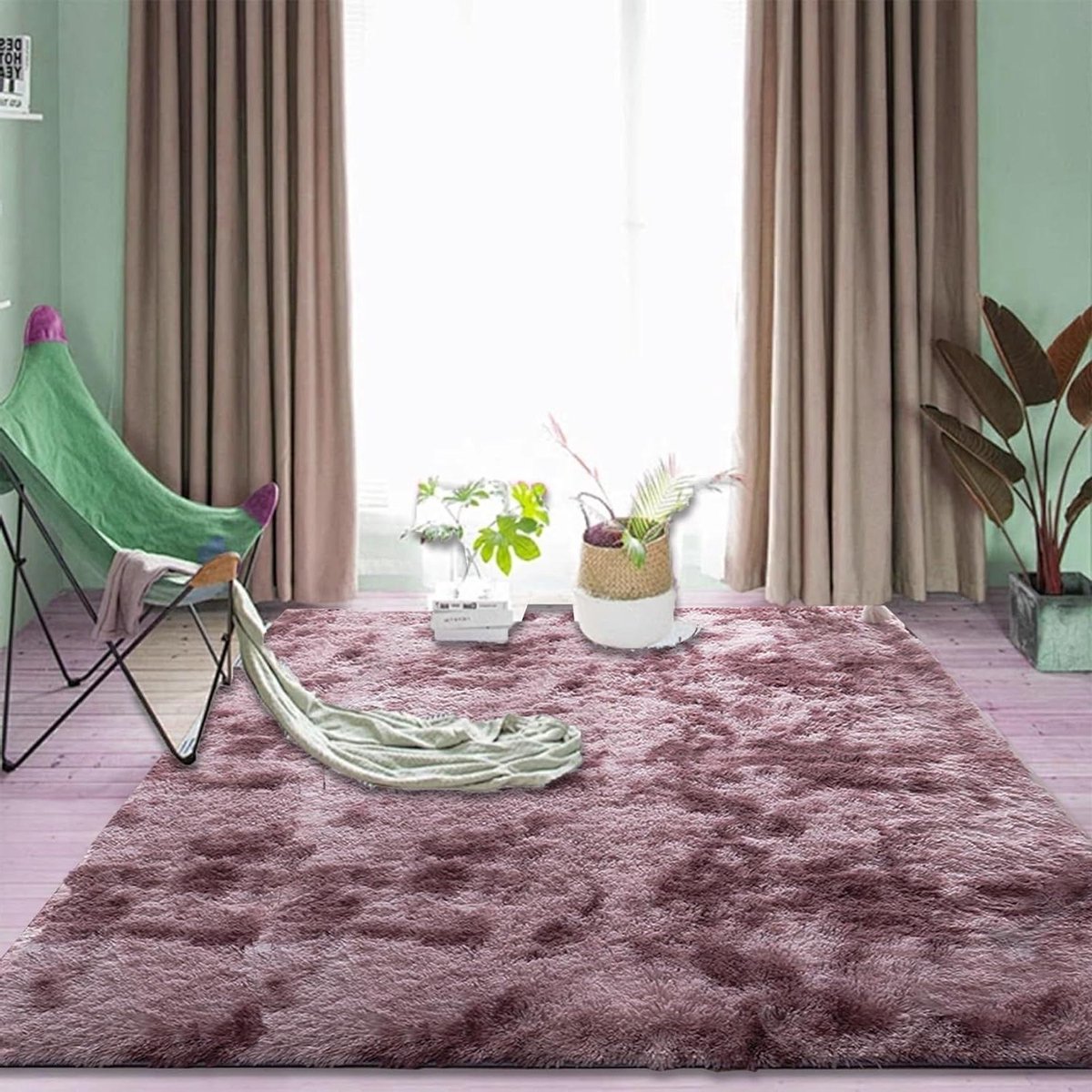 Zacht Vloerkleed - Shaggy Kleed Pluche - Woonkamer Decoratie - Antislip Onderkant - 35 x 105 cm - Roze Paars