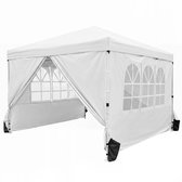 Partytent - 3x3 m - Zijwanden - Easy Up - Paviljoen - Opvouwbaar - Waterdicht - Weerbestendig - Wit