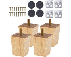Set van 4 Massief Houten Meubelpoten met Draadmontageplaat voor Kasten en Tafels – Hoogte 6 cm, Duurzaam en Stijlvol Set van 4 Massief Houten Meubelpoten met Draadmontageplaat voor Kasten en Tafels – Hoogte 6 cm, Duurzaam en Stijlvol
