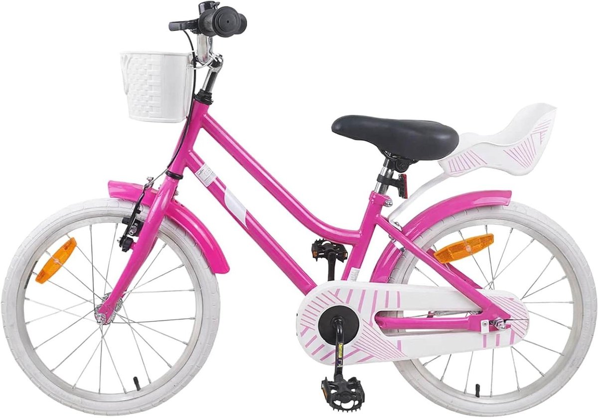 Kinderfiets Meisjesfiets Kinderloopfiets Veilig Fietsen Leren Stalen Frame 18 inch Donkerroze