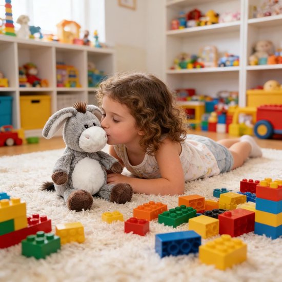 Ezel Knuffeldier - Pluche Dier Pop - Kinderen Knuffelen - Huidvriendelijke Stof - 32 cm - Grijs — afbeelding 4