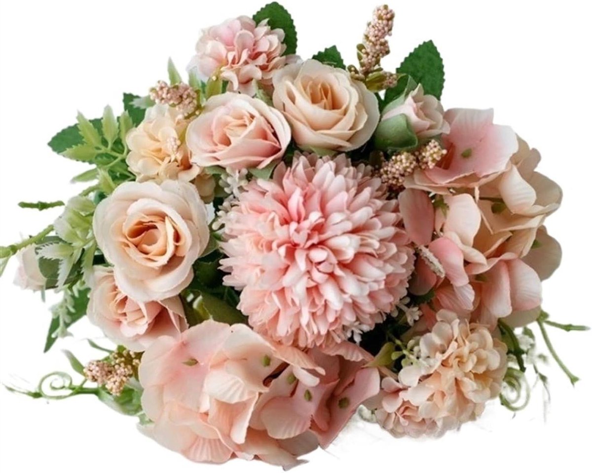 Bruiloft Boeket - Bruidsboeket Kunstbloemen - Bruiloft Decoratie - Levensechte Zijden Bloemen - 31 cm Hoog - Zwart