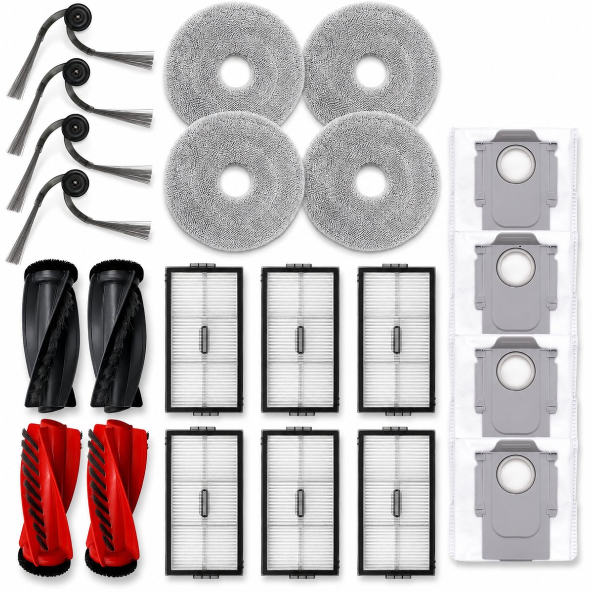 ZENC® Accessoireset Geschikt voor Roborock Saros 10R, Qrevo Curv 2 Pro, Qrevo CurvX & Qrevo EdgeT - Robotstofzuiger - Onderhoudsset - HEPA-filters - Borstels - Stofzakken - Dweilpads