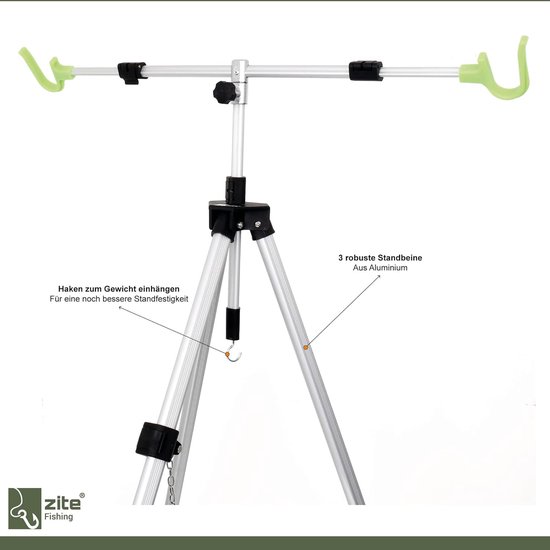 Hengelhouders - Visstandaard Rod Pod - Vissen op strand - Verstelbaar tot 180cm - Voor 2 hengels - Zilver — afbeelding 5