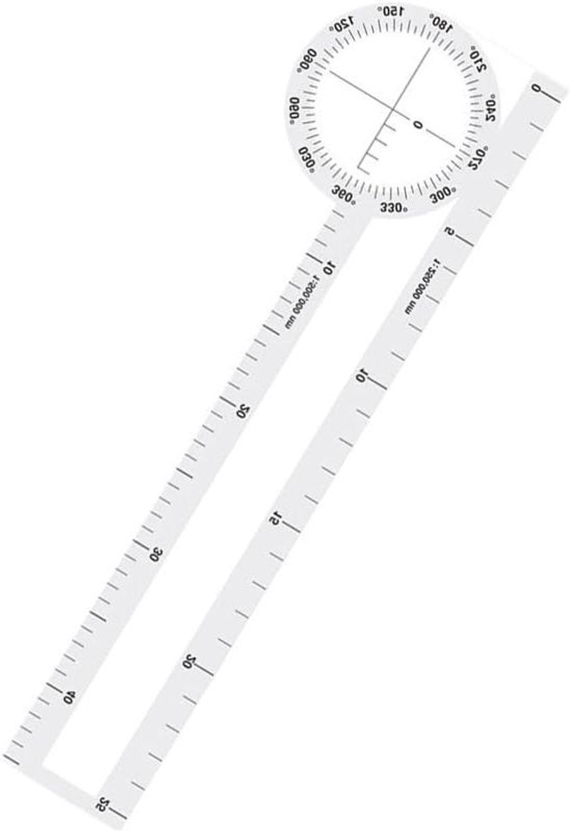 Navigatie Liniaal - Vlucht Tool - Kaart Meten - Kristalhelder Zicht - 19.3 x 5.6 cm - Transparant