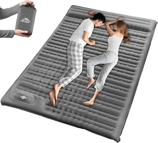 Slaapmat voor 2 - Kampeer mat - Outdoor slapen - Geïntegreerde voetpomp - 180 x 140 cm - Blauw — afbeelding 2