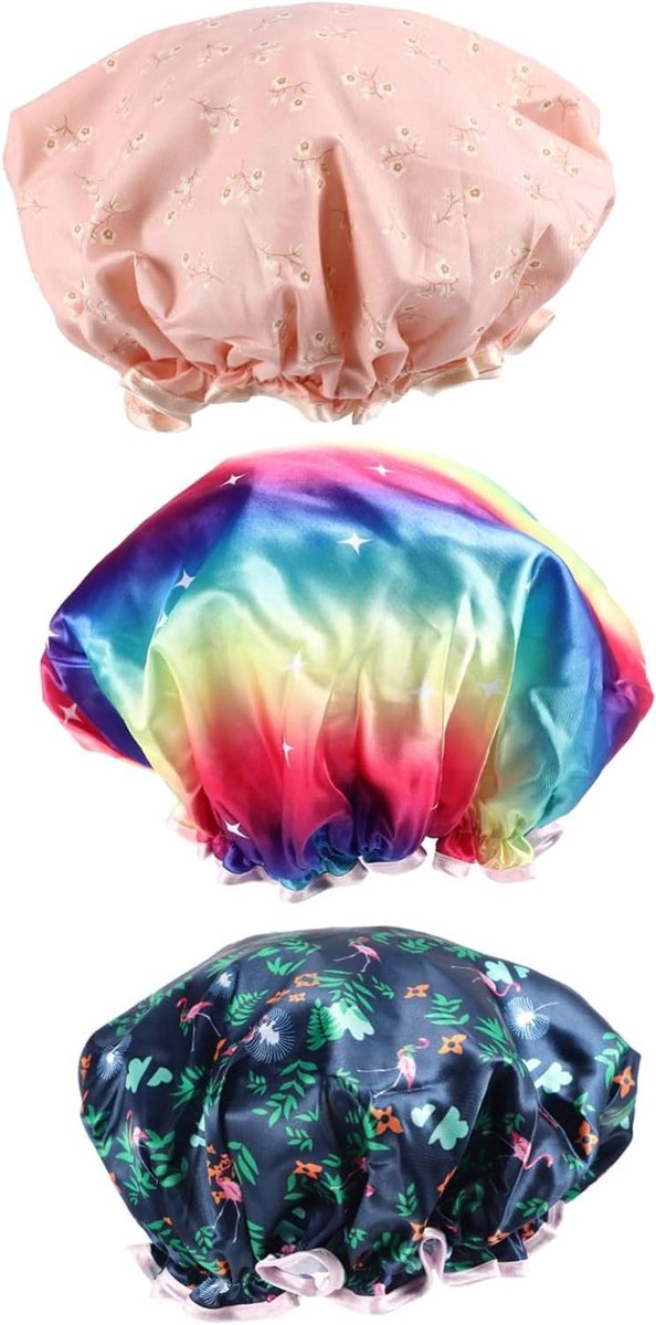 Douchemutsen Set - Haarhoezen - Haar Beschermen - Elastisch Ontwerp - 3 Stuks - Multicolor