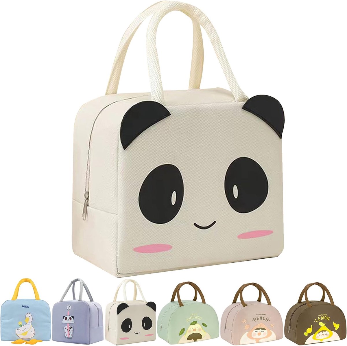 Lunchtas voor dames, lunchbox voor kinderen, schattige lunchtas voor meisjes, herbruikbare lunchtas, geschikt voor vrouwen, mannen, kinderen en studenten voor reizen, werk, picknicks, kantoor en school (beige panda)