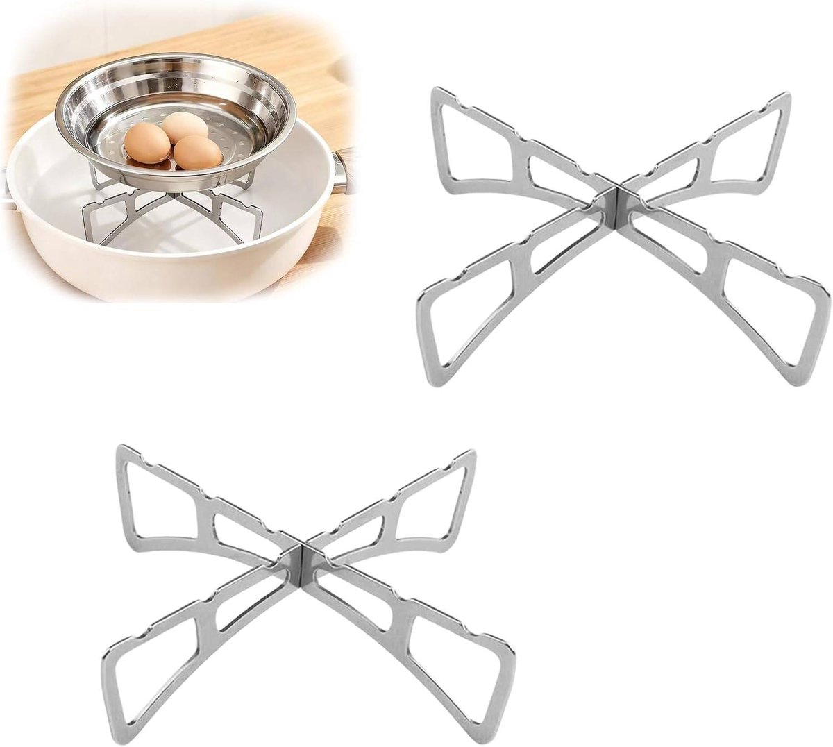 Kookroosterset – Roestvrijstalen stoomroosters (2-pack) – Afneembare koel-, stoom- en braadroosters – Ideaal voor koken, stomen en koelen.