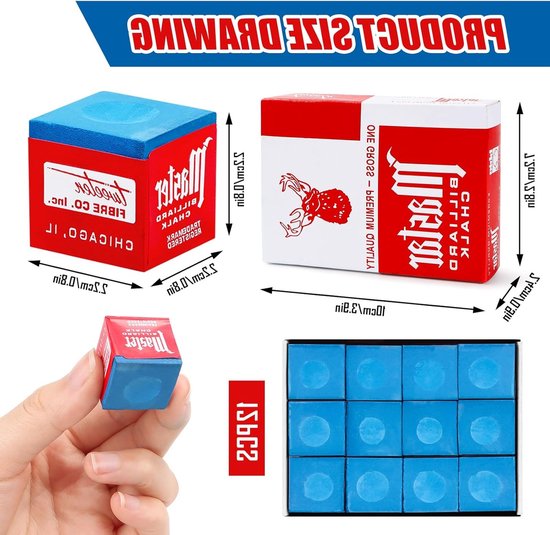12 Stuks Snooker Krijt voor Billiard - Verminder Fouten en Verbeter Precisie, Ideaal voor Thuis, Bars en Toernooien, Antislip Pool Cue Krijt — afbeelding 5