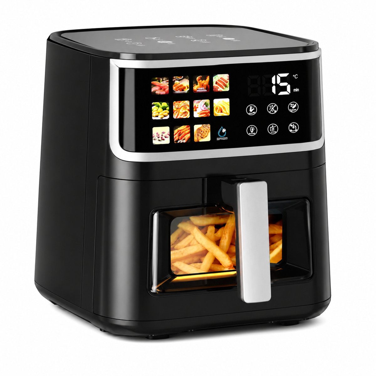 Innovastore Airfryer - Heteluchtfriteuse - Luchtfriteuse - Koken - Digitaal scherm - Led-touchscreen - Kijkvenster - 8L