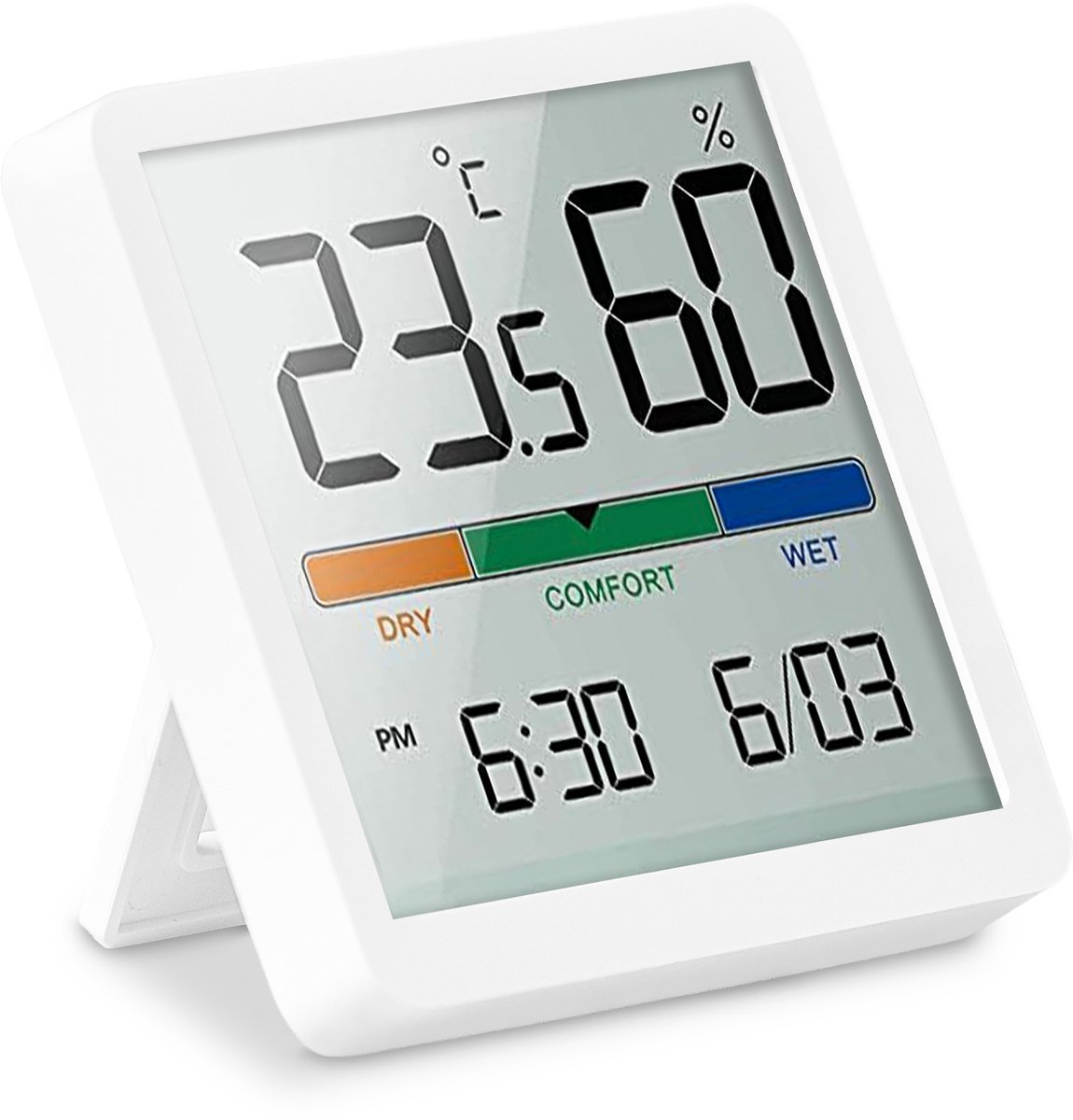 Bol.com YUCONN Hygrometer - Luchtvochtigheidsmeter - Thermometer Binnen - Digitaal Weerstation - Binnen aanbieding