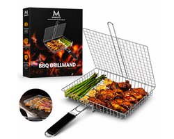 Mamosta® BBQ Grillmand - BBQ Accessoires - Klemrooster - Grillrooster - RVS - Barbeque - Outdoor Gereedschap - Camping & Tuin - Inklapbaar