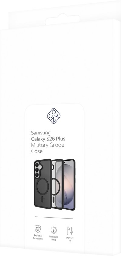 Cazy Hoesje geschikt voor Samsung Galaxy S26 Plus Hoesje geschikt pour MagSafe - Military Grade Backcover - Zwart