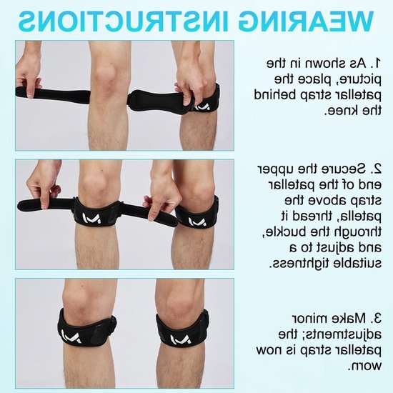 Verstelbare Patella Kniebrace voor Ondersteuning en Stabilisatie van de Patella Tendon, 2x Kniebandage voor Sport en Pijnverlichting, Geschikt voor Mannen en Vrouwen — afbeelding 4