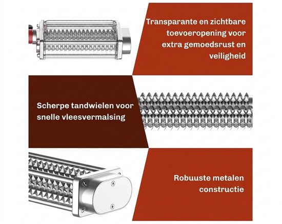 Vleesmalser Accessoire voor KitchenAid - Meat Tenderizer Opzetstuk - Roestvrij Staal - Geschikt voor Alle KitchenAid Standmixers van Merkloos — afbeelding 5