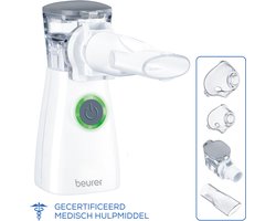 Beurer IH 57 Aerosoltoestel - Vernevelaar - Inhalator voor Volwassenen & Kinderen - Extra Stil & Compact - Met Zelfreinigingsfunctie - Mesh Trilmembraan Technologie - 45° Kantelbaar - Incl. Maskers & Accessoires - Medisch Apparaat - 5 Jaar Garantie
