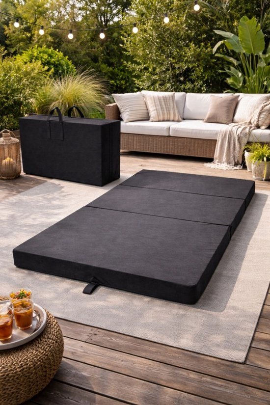 Slaapmat 2 Persoons 200 x 120 x 10 cm - Opvouwbaar Campingmatras met Draagtas - Dikke Ligmat voor Camping, Tent en Logeren, grijs van Merkloos — afbeelding 5