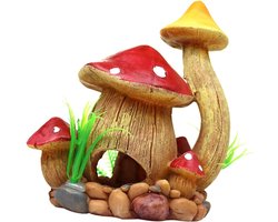 Paddenstoel Huis Decoratie - Aquarium Ornament - Aquarium Landschap - Duurzaam Hars Materiaal - 16 x 13 x 10 cm