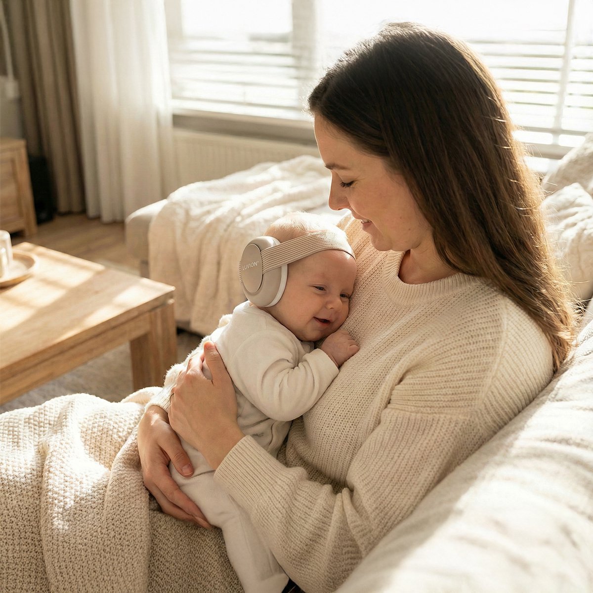 LUVION® Baby Gehoorbeschermer - Premium gehoorbescherming voor je baby - tot 3 jaar - Sandy Beige – foto 5