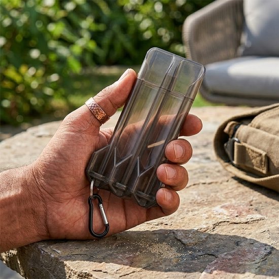 Draagbare dart case met karabijnhaak - compacte dart opbergdoos voor darts en accessoires - stevige kunststof dart etui met vergrendelbare sluiting voor bescherming - dart accessoires voor heren en dames van Merkloos — afbeelding 4