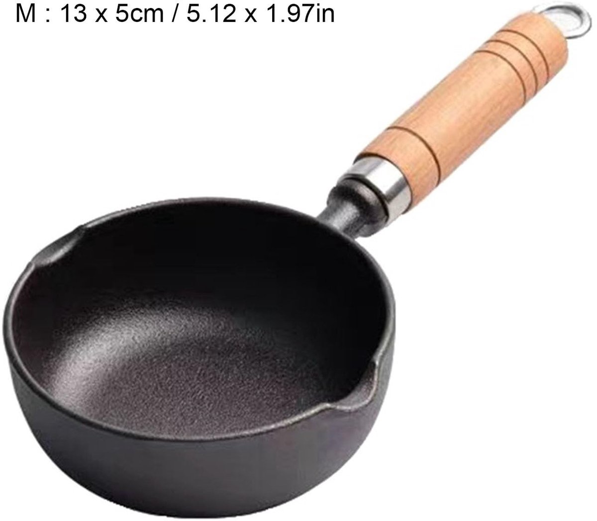 Allecto - Tomotato Mini Gietijzeren Smeltpan - Antiaanbak Sauspan met Houten Handvat