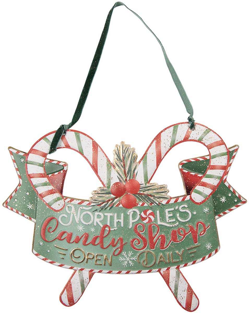 Clayre & Eef Tekstbord 36x1x27 cm Groen Metaal