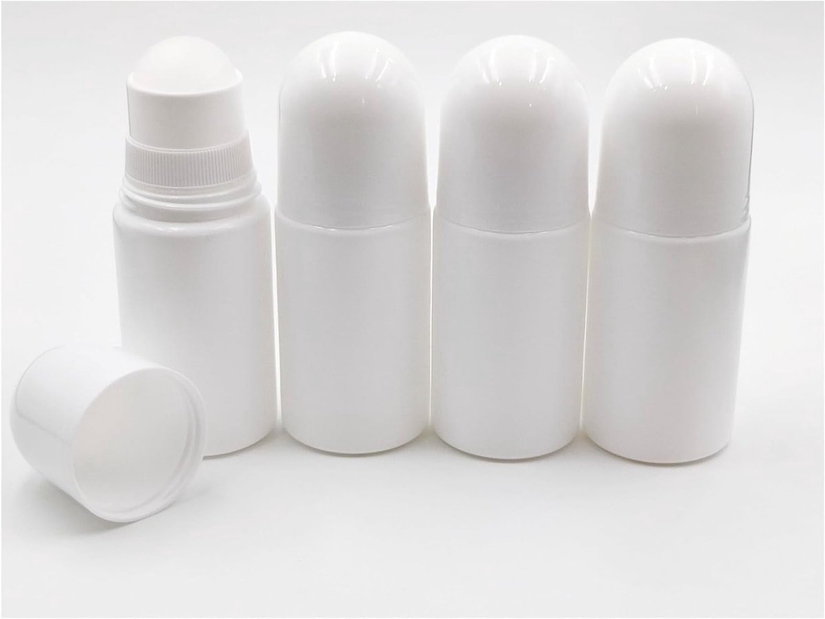 Lege Roll-on Flesjes voor Thuisgemaakte Deodorants en Essentiële Olie Mengsels - 4 Stuks, 50ml, Herbruikbaar en Handig voor Persoonlijk Gebruik
