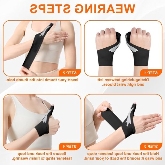 Ademende en Zachte Duimspalk voor Links en Rechts - Set van 2, Duimgewricht Bandage, Hand- en Polssteun voor Mannen en Vrouwen (Zwart) — afbeelding 4