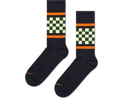 Happy Socks Checked Stripe Sneaker Sock - unisex sokken - zwart - Unisex - Maat: 41 - 46