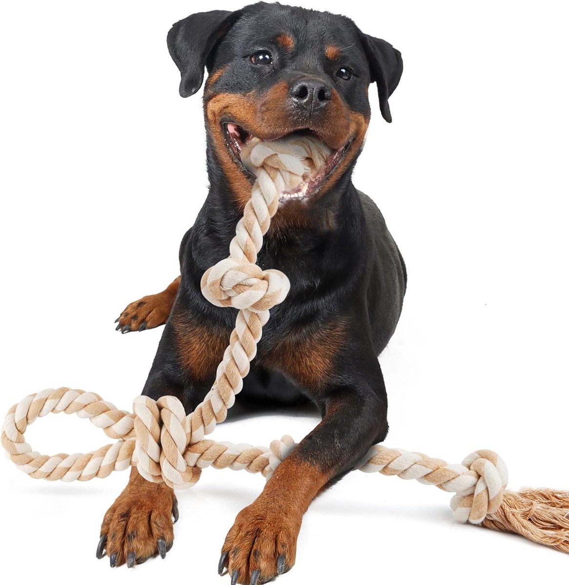 Hondentouw Speelgoed - Touwspeelgoed Hond - Interactief Spelen - Ongeverfd Natuurlijk Katoen - 29 inch - Natuurlijk