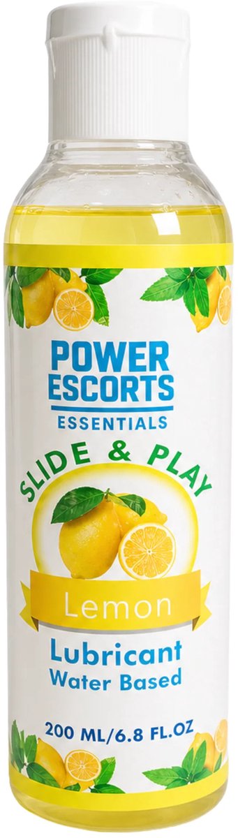 Glijmiddel op Waterbasis 200 ml – Citroen Smaak – Power Escorts Slide & Play – Geschikt voor Condooms