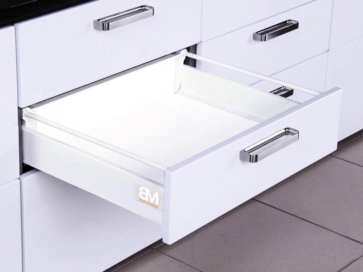 Ladensysteem - Ladegeleider - Kast organiseren - Soft-Close functie - 450 mm diep - Wit