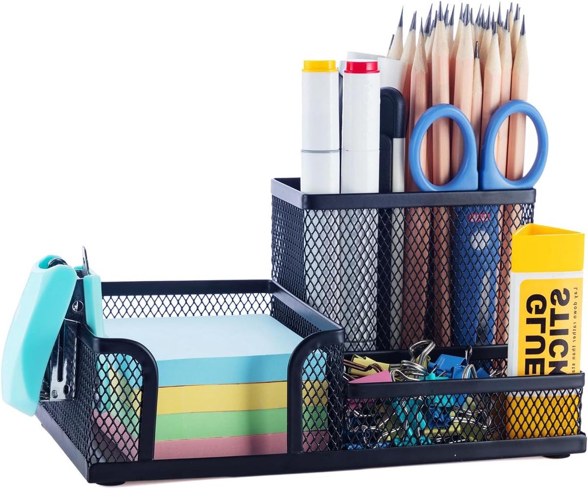 Bureau Organizer - Pen Houder - Bureau Organiseren - 3 Compartimenten - 20x10x10 cm - Zwart