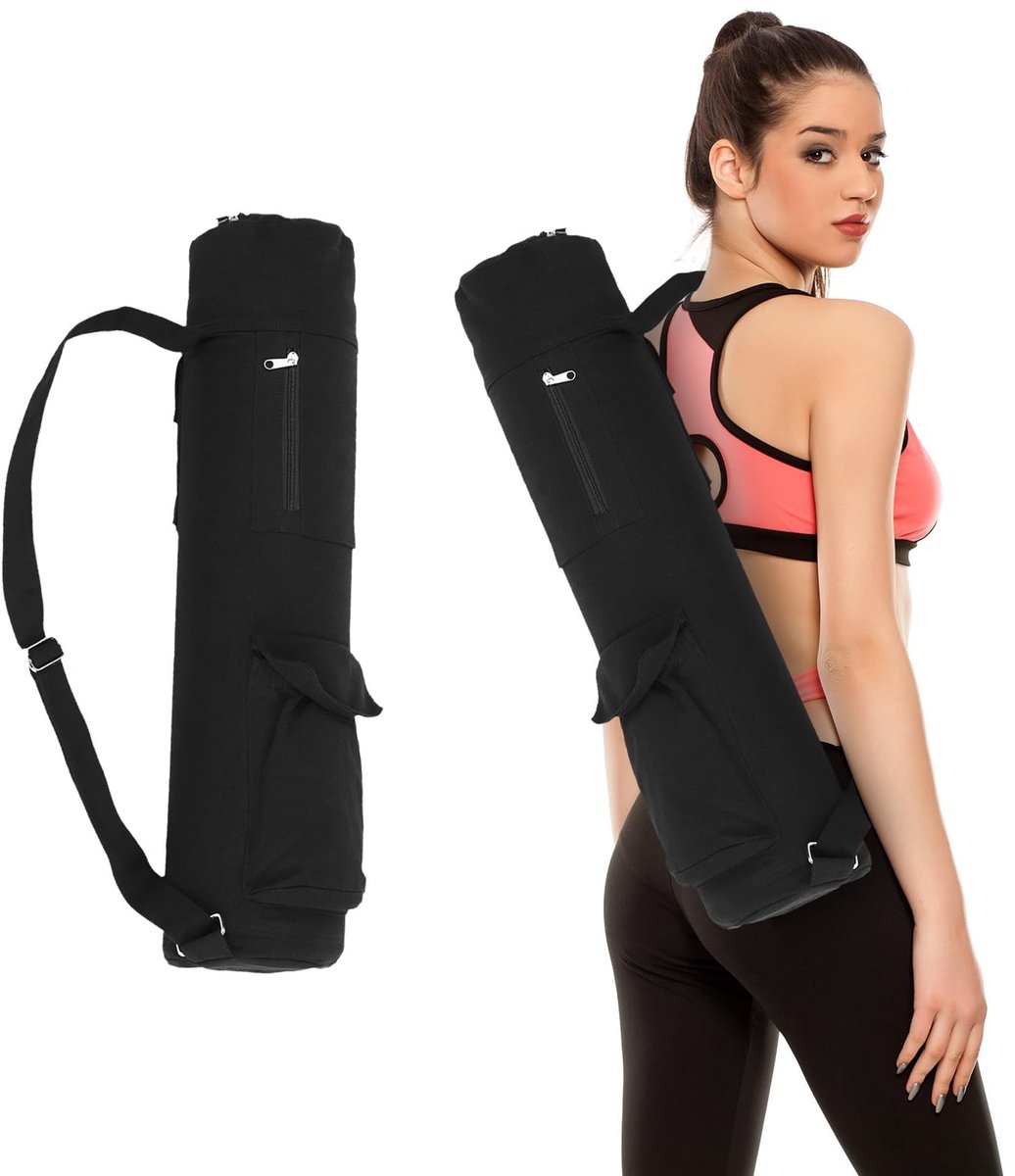 Allecto - Multifunctionele Yoga Mat Tas - Ruime Opbergruimte - Zwart - Ideaal voor Yoga - Inclusief verstelbare schouderbanden - 4 vakken