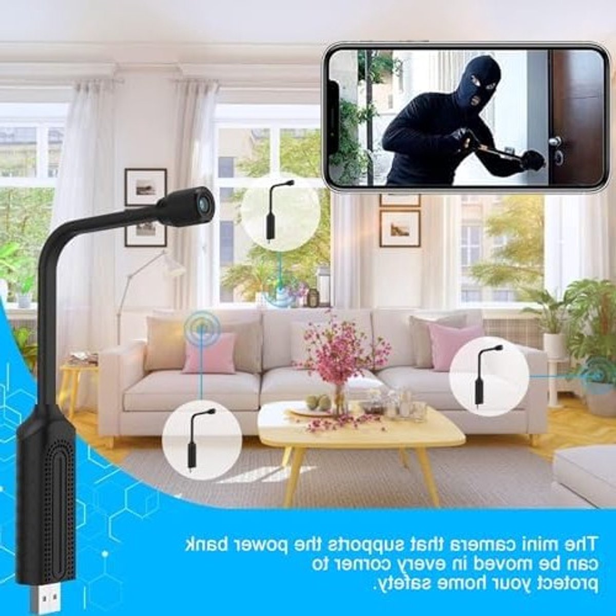 HD 1080P Spy Camera met USB Plug, Mini WiFi Draadloze Camera met Beweging Detectie en Afstandsbediening voor Thuis en Kantoorgebruik
