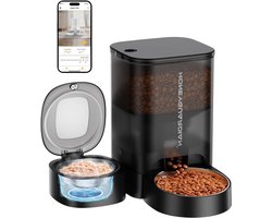 Automatische Kattenvoerdispenser met App-besturing, Timer, Koeling voor Nat Voer en 5G WiFi, Inclusief 3 Koelpacks voor Verse Voeding