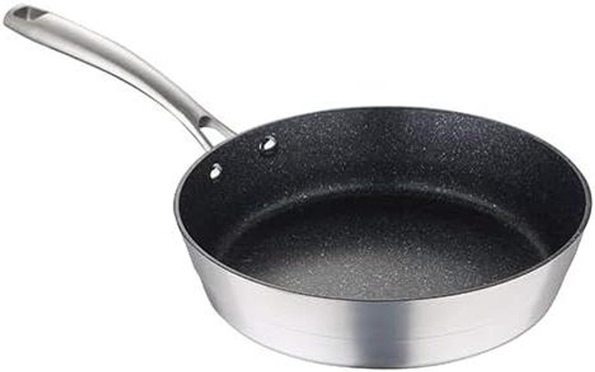 Koekenpan - Antiaanbakpan - Lekker Koken - Gesmeed Aluminium - 24 cm - Roestvrij Staal