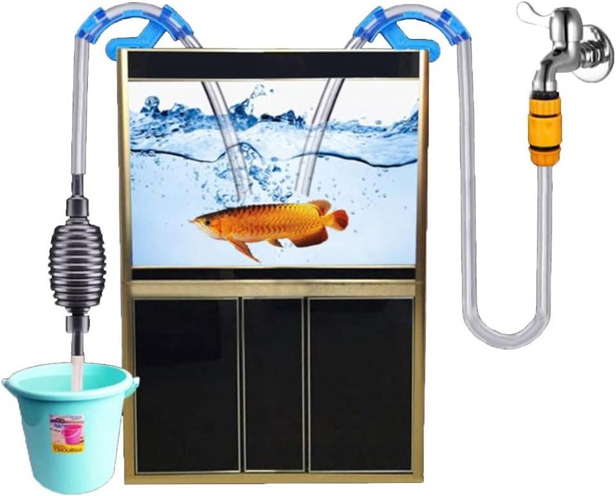Aquarium Waterververser - Schoonmaakset Aquarium - Aquarium Onderhoud - Kraanaansluiting - 5 m buis - Grijs