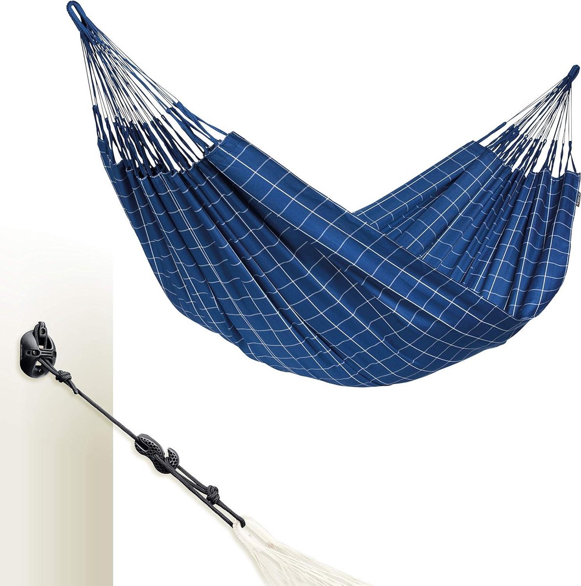 Kingsize Hangmat - Buitenhangmat Outdoor - Ontspannen in de tuin - Robuust en weerbestendig - 180 cm breed - Marineblauw
